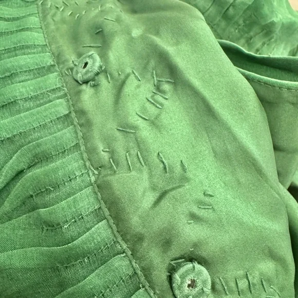 Robert Rodriguez Emerald Green Ruffle Halter Silk Tie-Waist Top - Picture 6 of 6